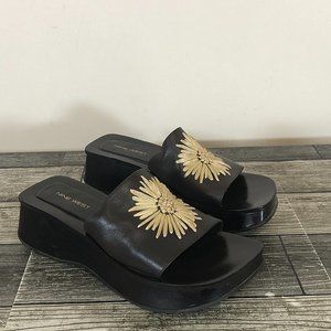 Nine West Brown Hollis Platform Wedge Slide Size 6